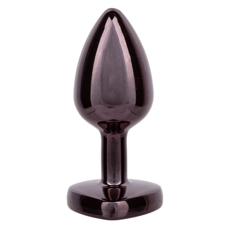 Анальная пробка CalExotics Diamond Heart Plug Small, чёрная, 5,7 × 3,2 см