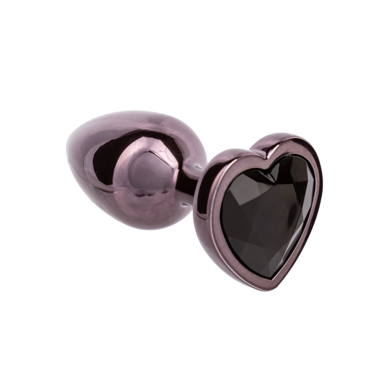 Анальная пробка CalExotics Diamond Heart Plug Small, чёрная, 5,7 × 3,2 см