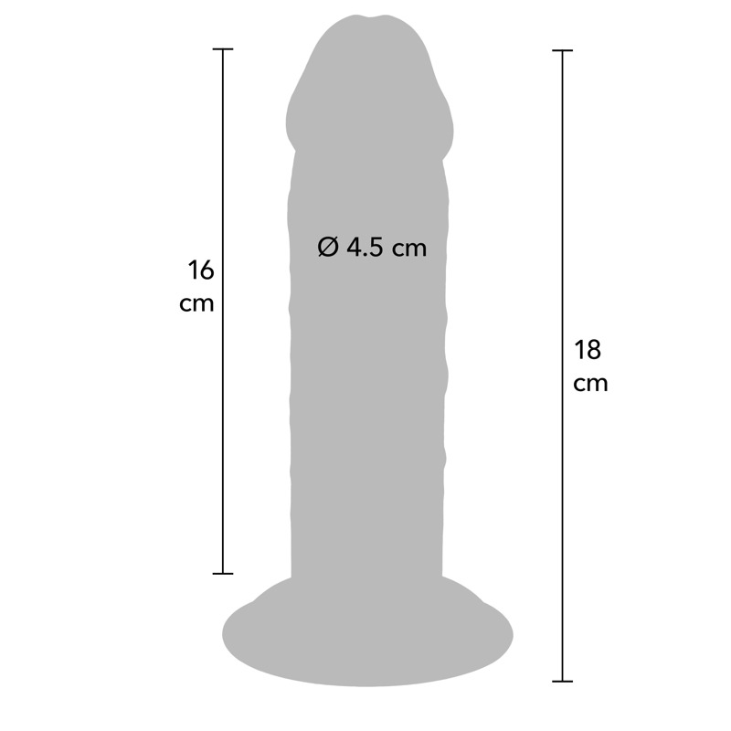 Фаллоимитатор реалистичный на присоске TOY JOY Deluxe Dual Density, 18 × 4,5 см
