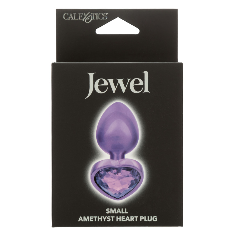 Анальная пробка CalExotics Diamond Heart Plug Small, фиолетовая, 5,7 × 3,2 см