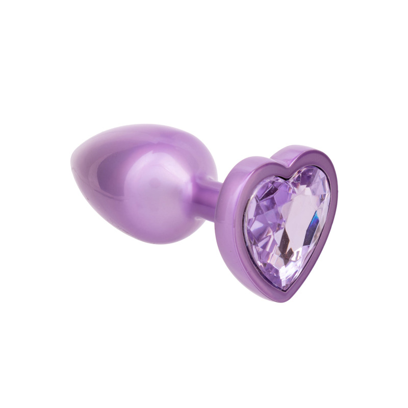 Анальная пробка CalExotics Diamond Heart Plug Small, фиолетовая, 5,7 × 3,2 см