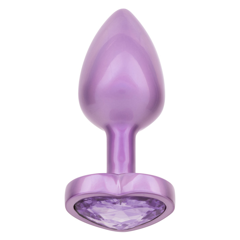 Анальная пробка CalExotics Diamond Heart Plug Small, фиолетовая, 5,7 × 3,2 см