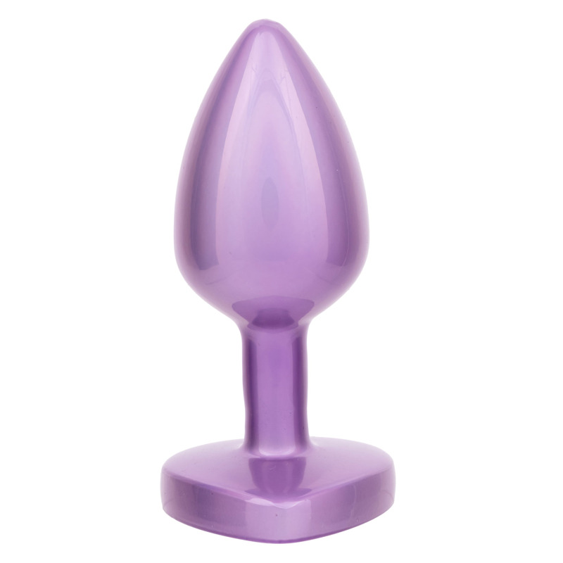 Анальная пробка CalExotics Diamond Heart Plug Small, фиолетовая, 5,7 × 3,2 см