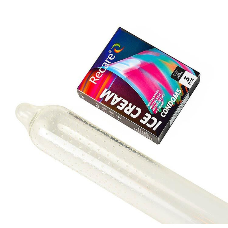 Презервативы Holographic Recare Ice Cream Big Dotted Condoms 3 шт, с пупырышками, аромат: мороженое