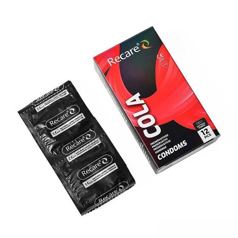 Презервативы Holographic Recare Cola Dotted&Ribbed Condoms 12шт, с пупырышками и ребрами,аромат:Кола