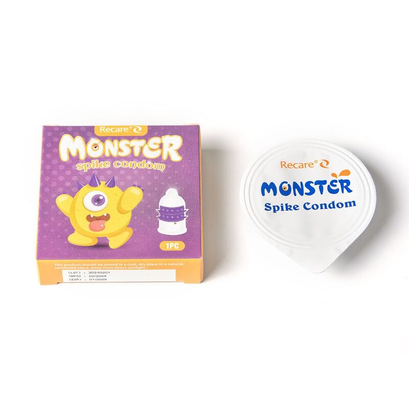 Насадка на член Recare Yellow Monster Spike Condom (презерватив с рядами пупырышков и шипов)