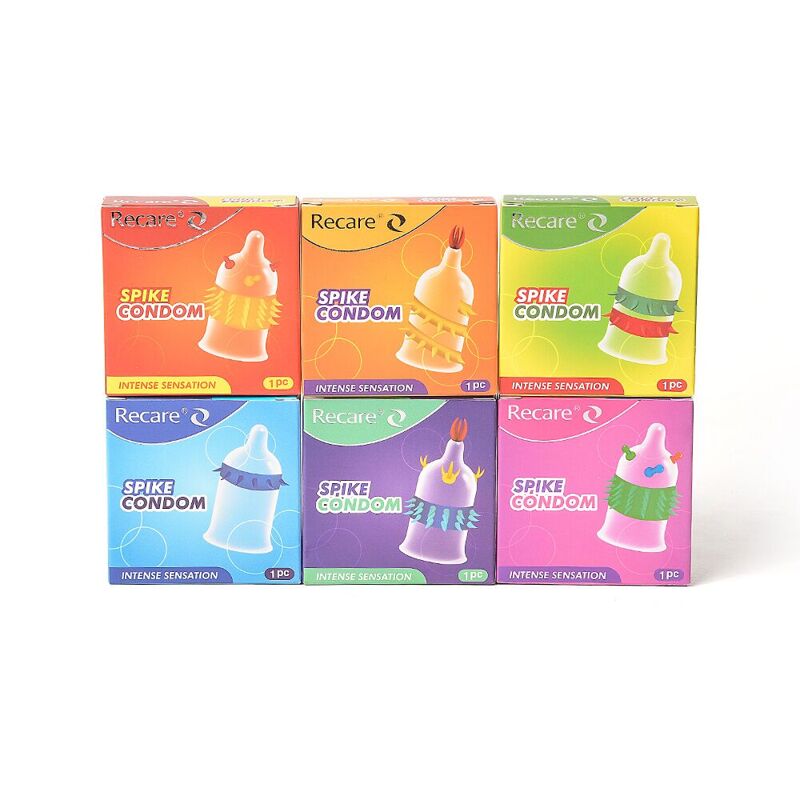 Насадка на член Recare Spike Condom Yellow (презерватив с усиками и спиралью шипов)