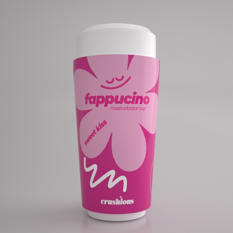 Портативный мастурбатор рот CRUSHIOUS FAPPUCINO в виде стаканчика кофе, с крышкой