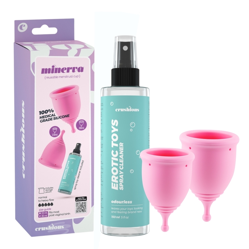 Набор менструальных чаш CRUSHIOUS Minerva, S и L, с чехлом и очистителем игрушек, 150 мл