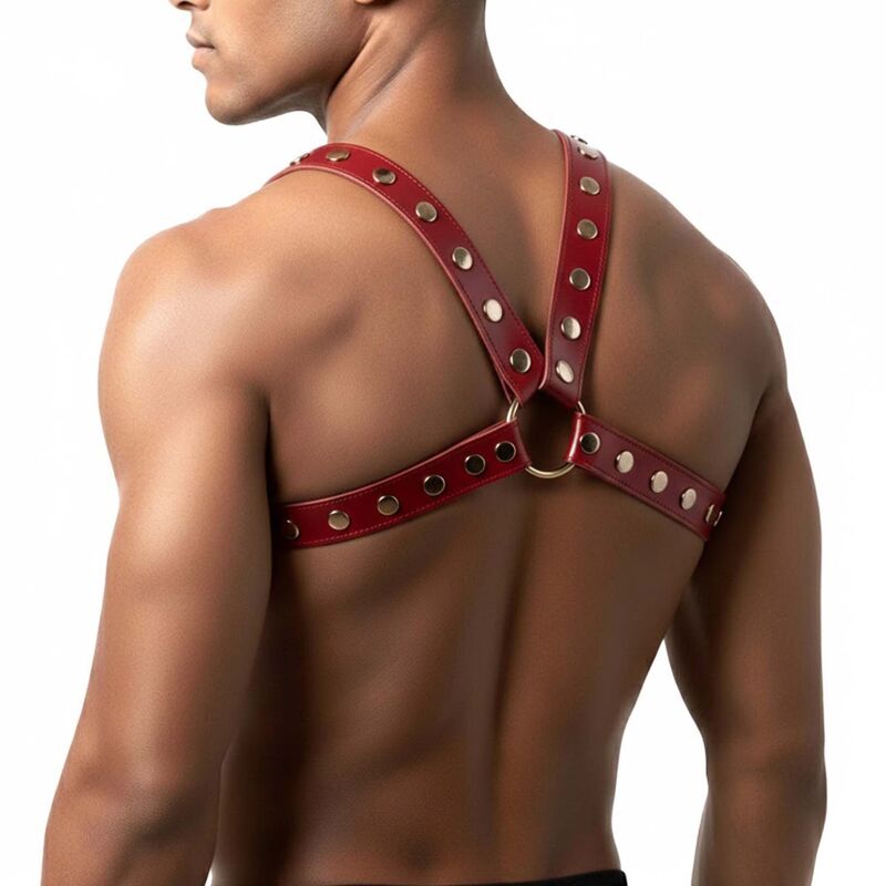 Мужская портупея Art of Sex - Spartacus, экокожа, цвет красный, размер XS-M