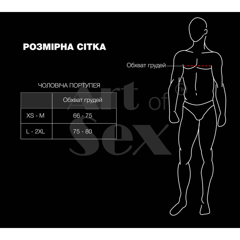 Мужская портупея Art of Sex - Spartacus, экокожа, цвет красный, размер XS-M