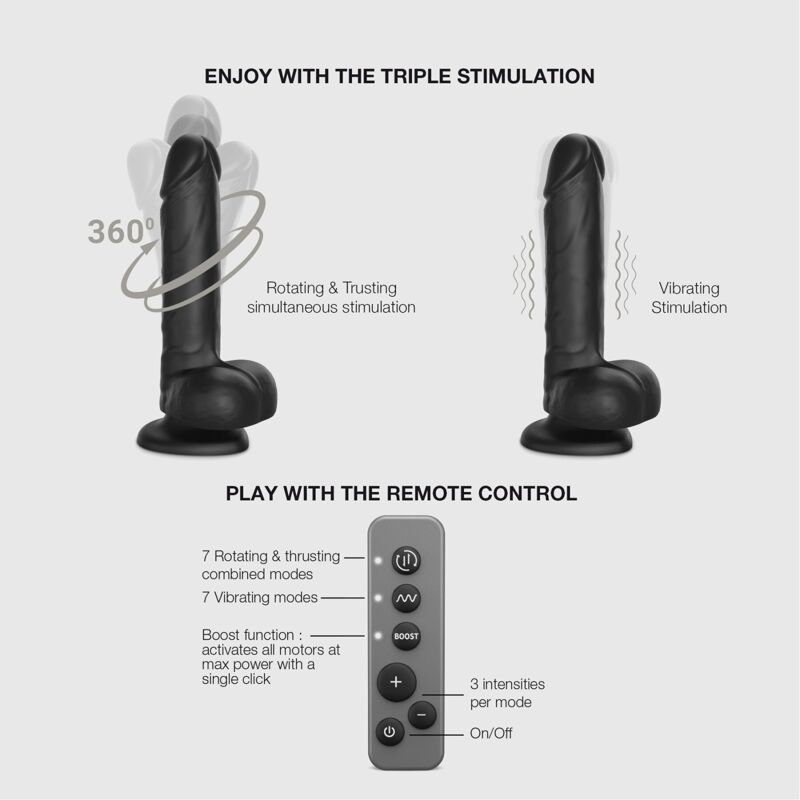 Фаллоимитатор с вибрацией и ротацией Strap-On-Me Rotating & Vibrating Realistic Dildo - L - Black