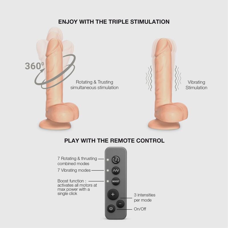 Фаллоимитатор с вибрацией и ротацией Strap-On-Me Rotating & Vibrating Realistic Dildo - L - Vanilla