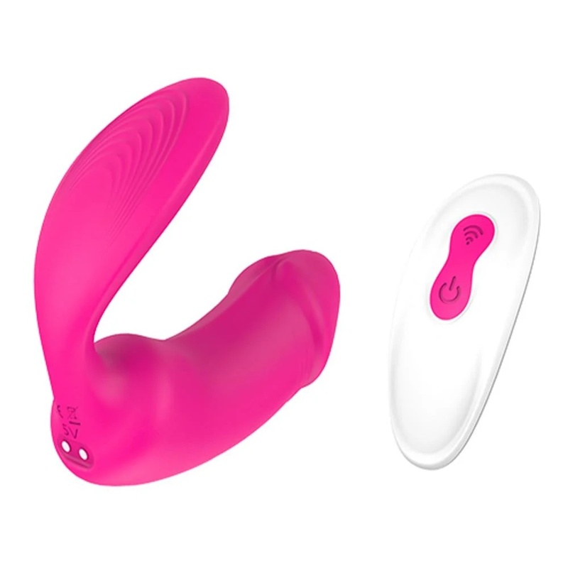 Вагинально-клиторальный вибратор Dream Toys Essentials с пультом, розовый, 9 × 3 см Вагинально-клиторальный вибратор Dream Toys Essentials с пультом, розовый, 9 × 3 см