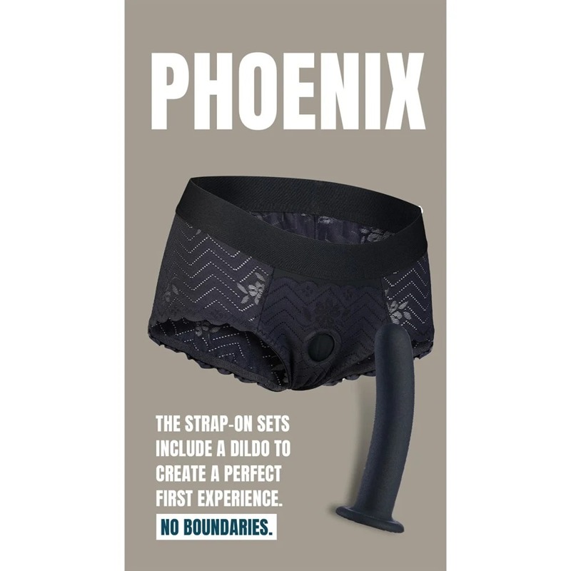 Страпон на кружевных трусиках Dream Toys Bold Phoenix, S, черный, 15,5 × 3 см