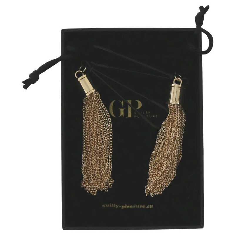 Зажимы для сосков Guilty Pleasure Sensual Sway с золотыми кисточками, 16 см Зажимы для сосков Guilty Pleasure Sensual Sway с золотыми кисточками, 16 см