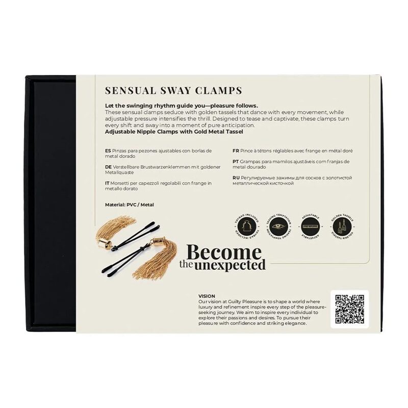 Зажимы для сосков Guilty Pleasure Sensual Sway с золотыми кисточками, 16 см Зажимы для сосков Guilty Pleasure Sensual Sway с золотыми кисточками, 16 см