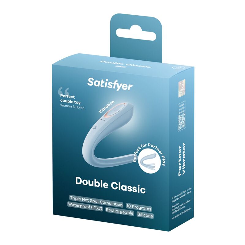 Вибратор для пар Satisfyer Double Classic Light Blue с одним моторчиком