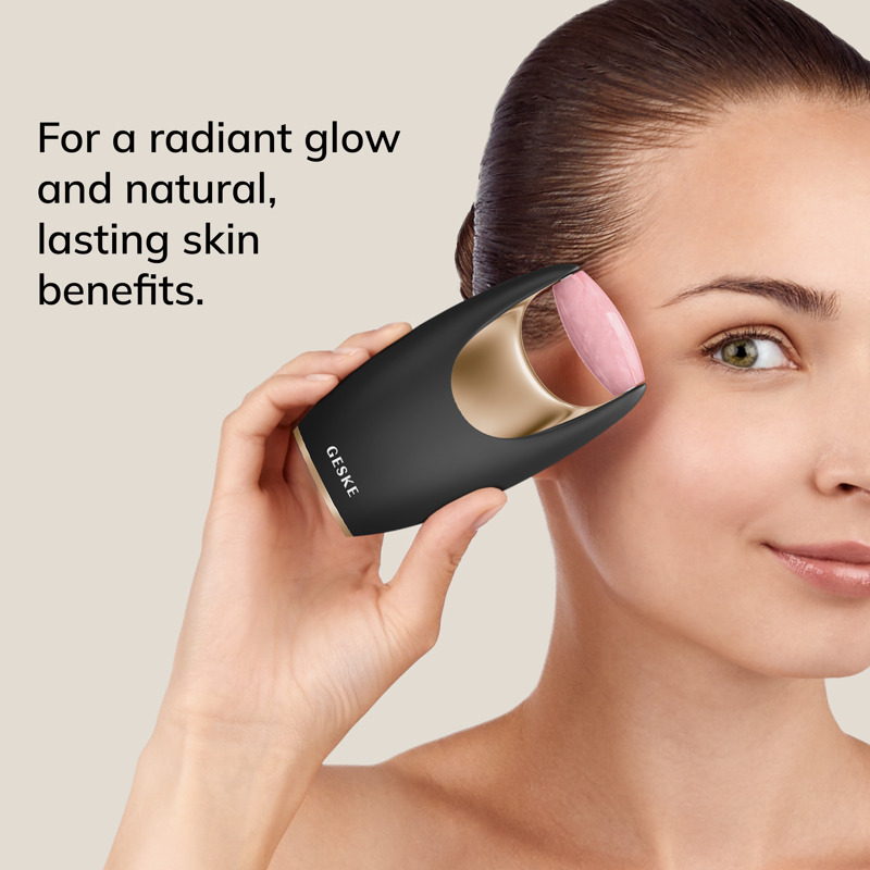 Ролер-масажер для обличчя з рожевим кварцом GESKE SmartAppGuided Rose Quartz Roller 5in1 gray
