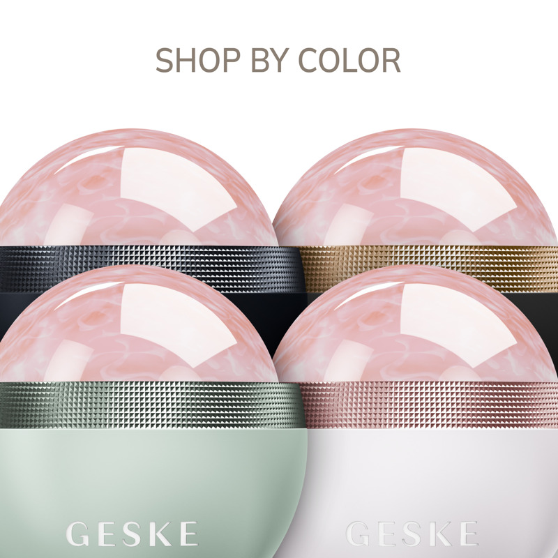 Кульковий масажер з рожевим кварцом GESKE SmartAppGuided Rose Quartz Depuffing Sphere 7in1 green