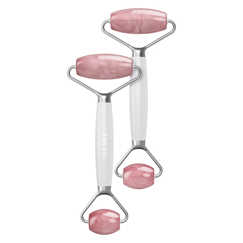 Ролер-масажер для обличчя та тіла з рожевим кварцом GESKE SmartAppGuided Rose Quartz Face & Body Roller 5in1 starlight