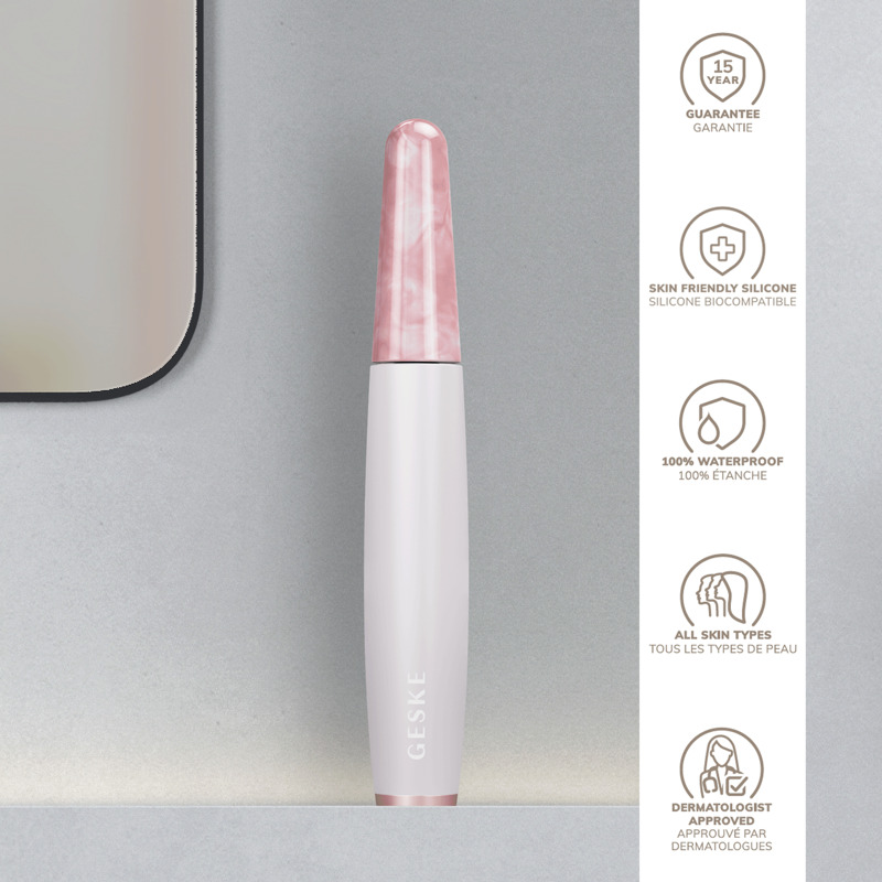 Ручка-масажер для обличчя з рожевим кварцом GESKE SmartAppGuided Rose Quartz & Depuffing Pen 6in1 starlight