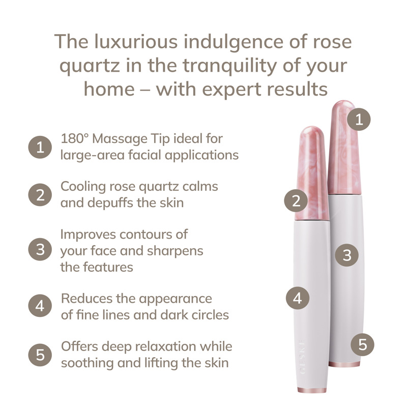 Ручка-масажер для обличчя з рожевим кварцом GESKE SmartAppGuided Rose Quartz & Depuffing Pen 6in1 starlight