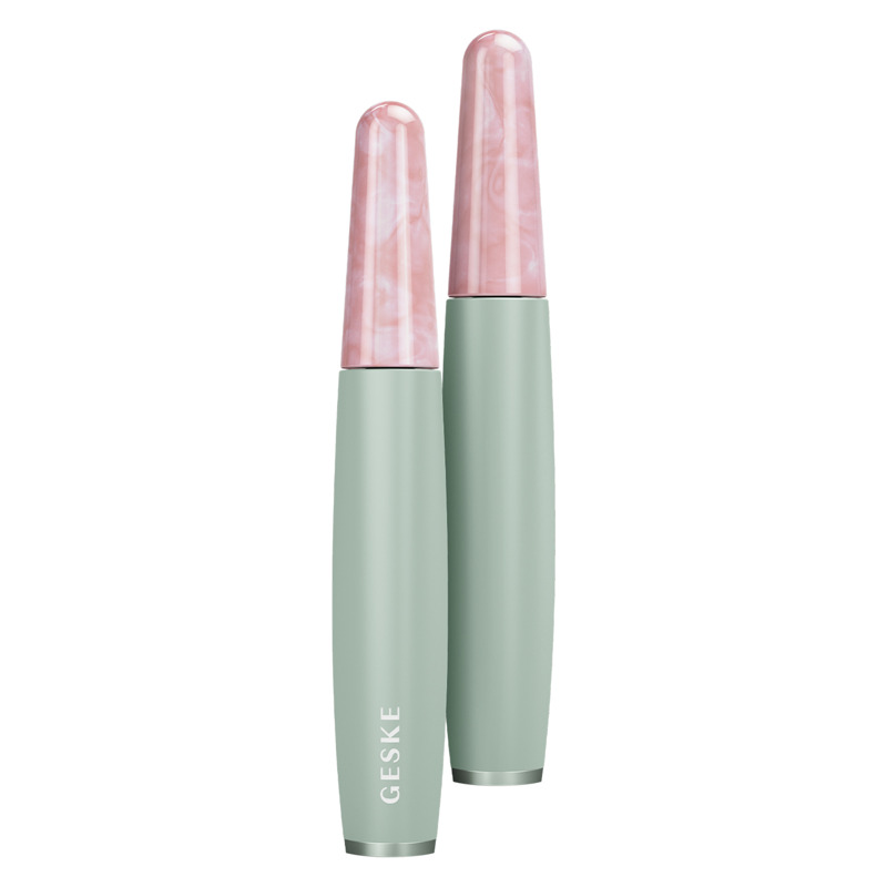 Ручка-масажер для обличчя з рожевим кварцом GESKE SmartAppGuided Rose Quartz & Depuffing Pen 6in1 green