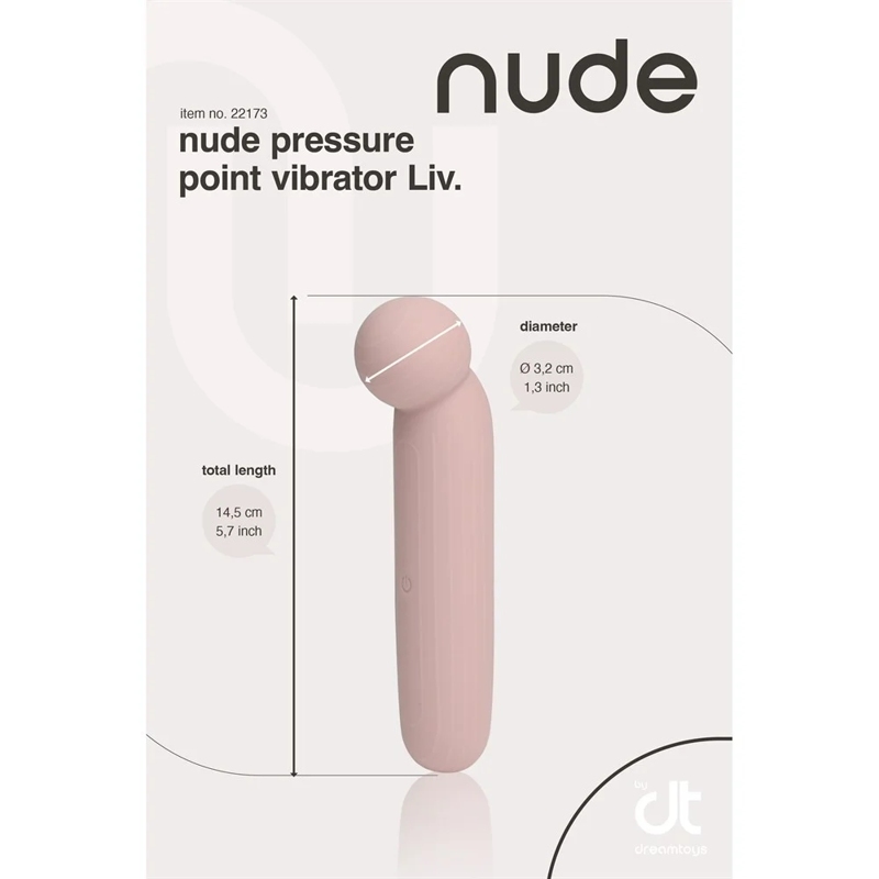 Точечный вибратор NUDE LIV в тревел-формате, розово-бежевый