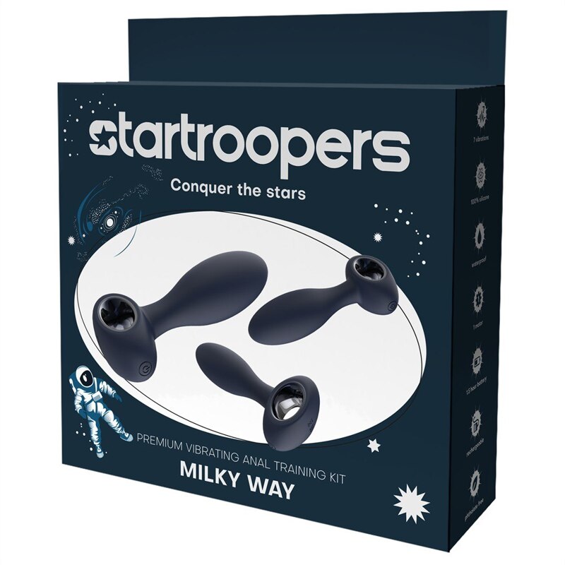 Набор анальных стимуляторов, S, M, L, Dream Toys Startroopers Milky Way, два с вибрацией, синий
