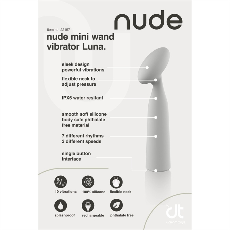 Точечный вибратор в форме мини-микрофона NUDE LUNA, серый, 16,2 см