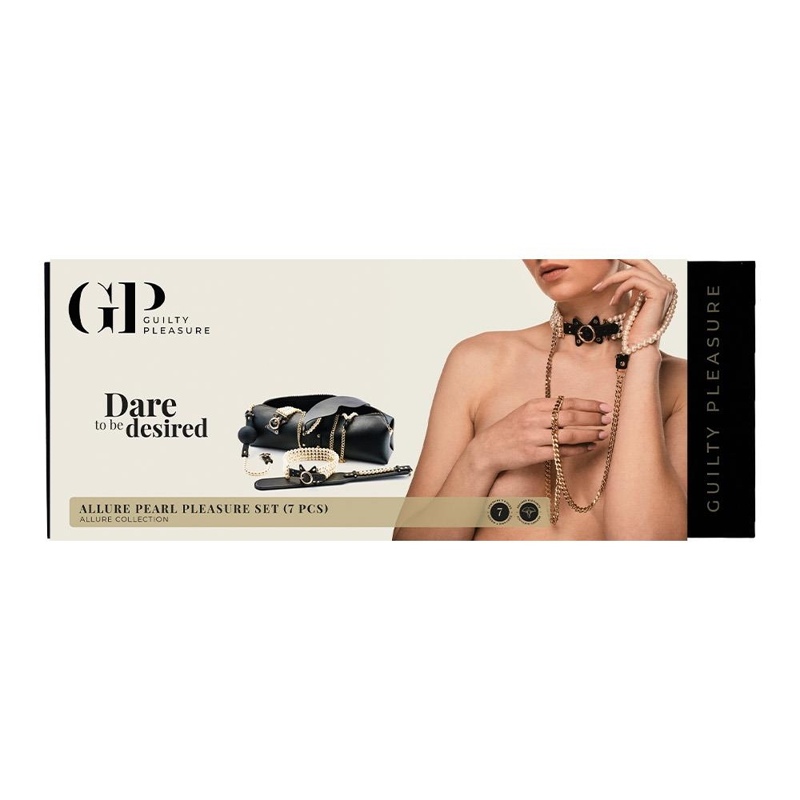 Набор БДСМ Guilty Pleasure Pearl с жемчугом и золотой фурнитурой, 7 предметов