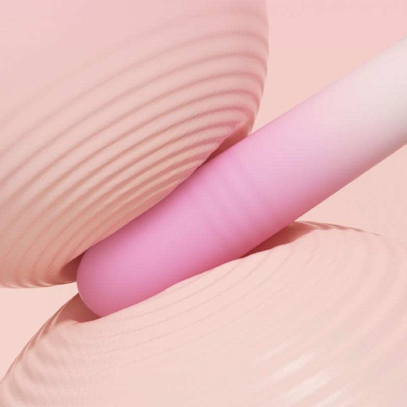 Двойной вибратор Zemalia Arousal с фрикцией и вакуумным стимулятором + APP, градиент розовый