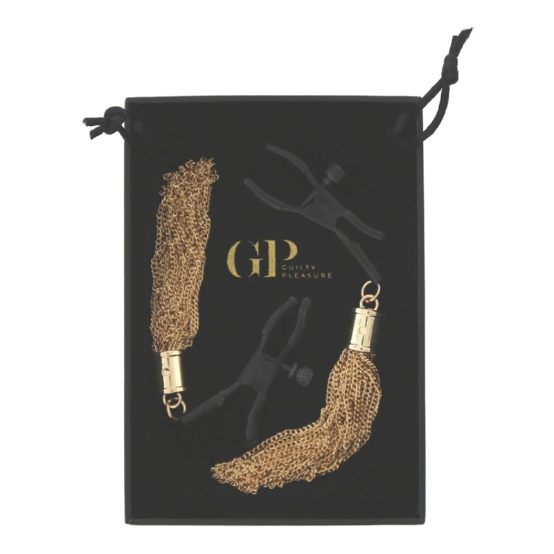 Зажимы для сосков Guilty Pleasure Draped Desire Clamps, черно-золотые