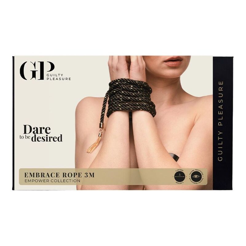 Веревка для связывания Guilty Pleasure Embrace с золотыми кистями и застежкой-ремнем, 3 м