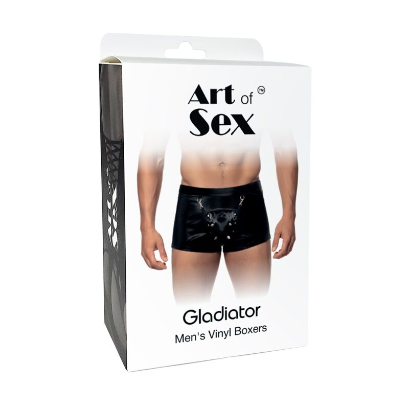 Мужские трусы с сюрпризом Art of Sex - Gladiator, черные с эффектом мокрого бархата, размер L