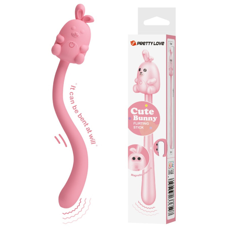 Минивибратор на палочке Pretty Love Cute Bunny гибкий, розовый, 14.2 х 1.8 см