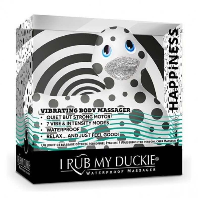 Уточка вибратор I Rub My Duckie белая в черный горох