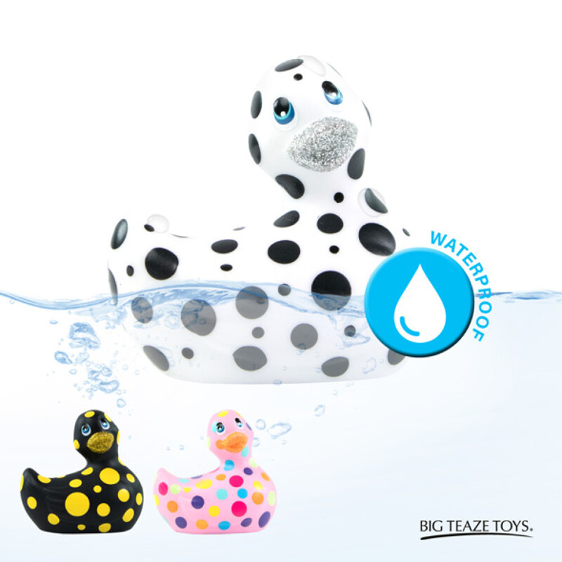 Уточка вибратор I Rub My Duckie белая в черный горох