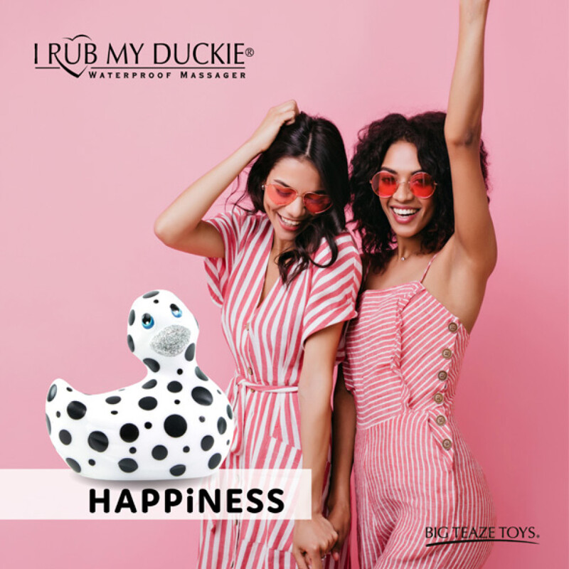 Уточка вибратор I Rub My Duckie белая в черный горох
