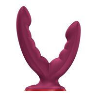 Двойной фаллоимитатор Fun Factory RYDE Wine Red, гибкие стволы, присоска