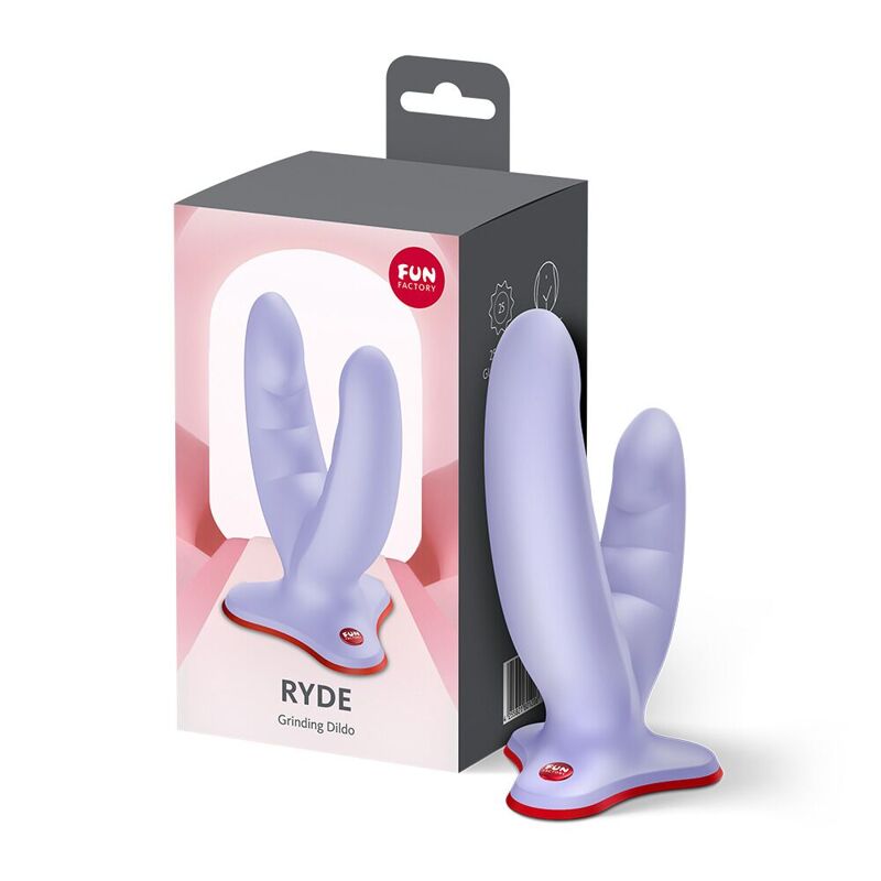 Двойной фаллоимитатор Fun Factory RYDE Purple, гибкие стволы, присоска