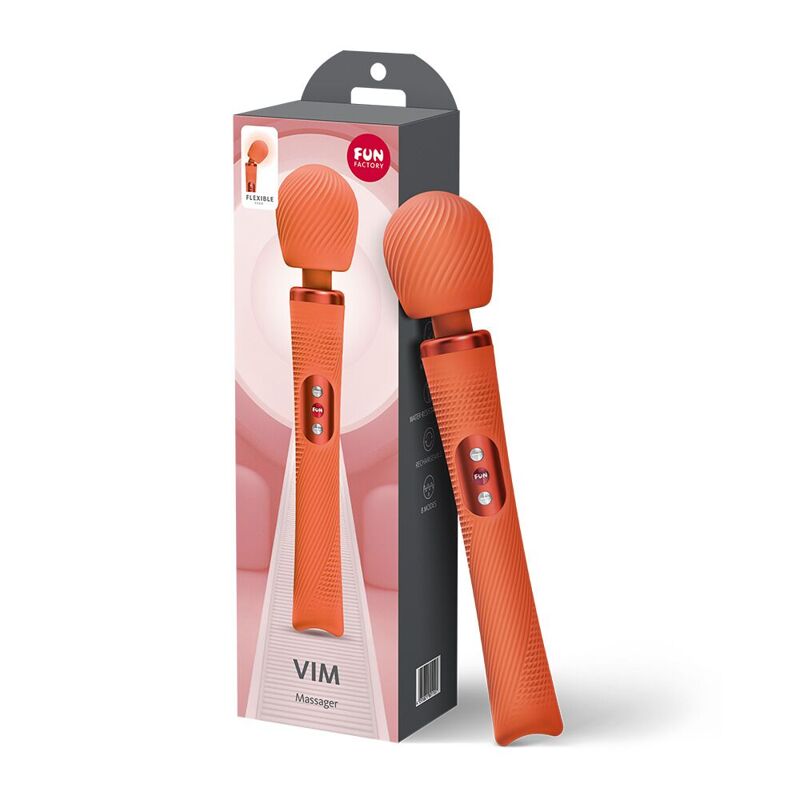 Вибромассажер Fun Factory VIM Vibrating Wand Orange, супермощный и легкий, до 6 часов работы