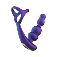 Анальный вибратор с эрекционным кольцом Hueman - Stellar Force Anal Beads with Cockring