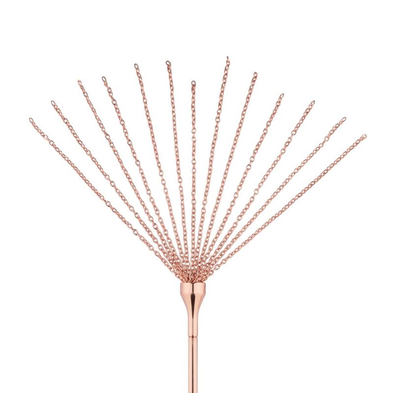 Щекоталка с металлическим флоггером Rosy Gold - Feather Tickler & Whip