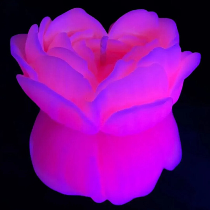 Свеча роза люминесцентная GlowKink 62 г, низкотемпературная, L, для БДСМ, персиковая