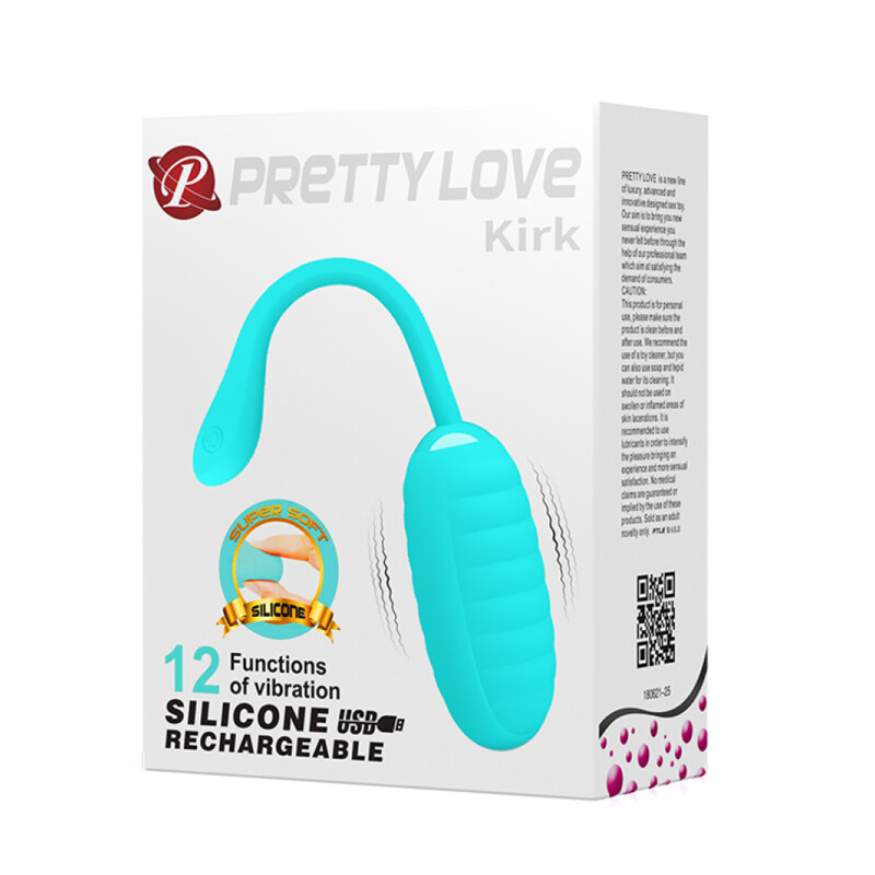 Виброяйцо Pretty Love Kirk силиконовое, голубое, 19.7 х 3.5 см