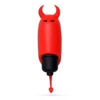 Мини-вибратор вибропуля с насадкой Crushios O-Pet Devil красного цвета, 9.2 х 2.5 см