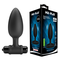 Анальная пробка с вибрацией Pretty Love Mr. Play, черная, 11,8 х 3,8 см