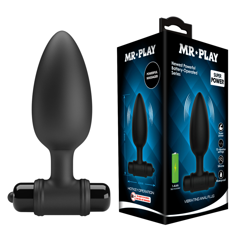 Анальная пробка с вибрацией Pretty Love Mr. Play, черная, 11,8 х 3,8 см